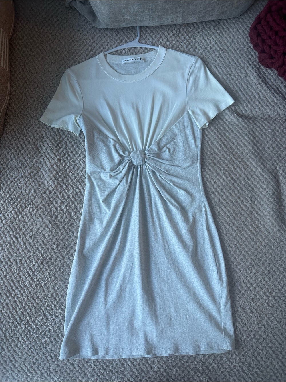 Alexander Wang Light Gray Knot-Front Mini Dress